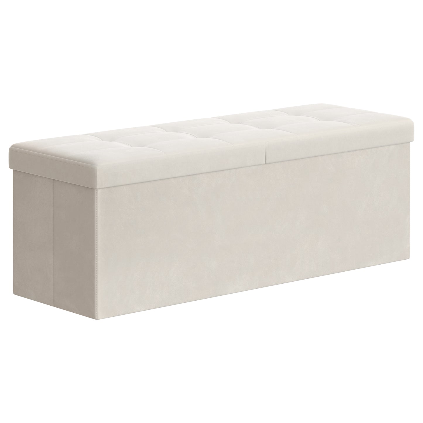 43-Inch Foldable Storage Ottoman Bench with Flipping Lid, Velvet Fabric, 35-Gallon Storage, 660 lb Capacity, Cappuccino Beige