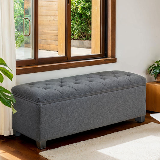 Multi-Functional Storage Ottoman Bench with Removable Cover, 43" Extra Wide, 660lb Capacity, for Living Room, Bedroom, Entryway, Dark Gray