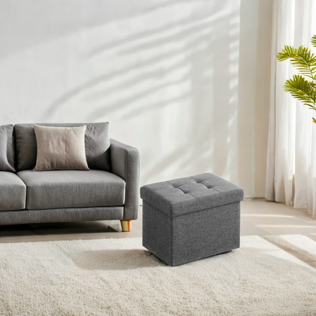 Foldable Storage Ottoman, 286lb Capacity Multi-Use Footrest Stool with 8 Gallon Storage, 16.1"W, Dark Gray