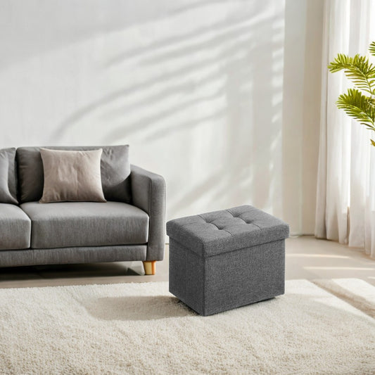 Foldable Storage Ottoman, 286lb Capacity Multi-Use Footrest Stool with 8 Gallon Storage, 16.1"W, Dark Gray