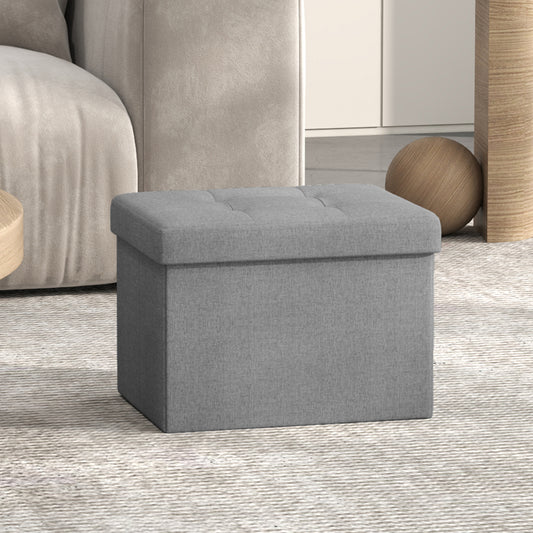 Foldable Storage Ottoman, 286lb Capacity Multi-Purpose Foot Rest Stool with 8 Gallon Storage, 16.1"W, Light Gray