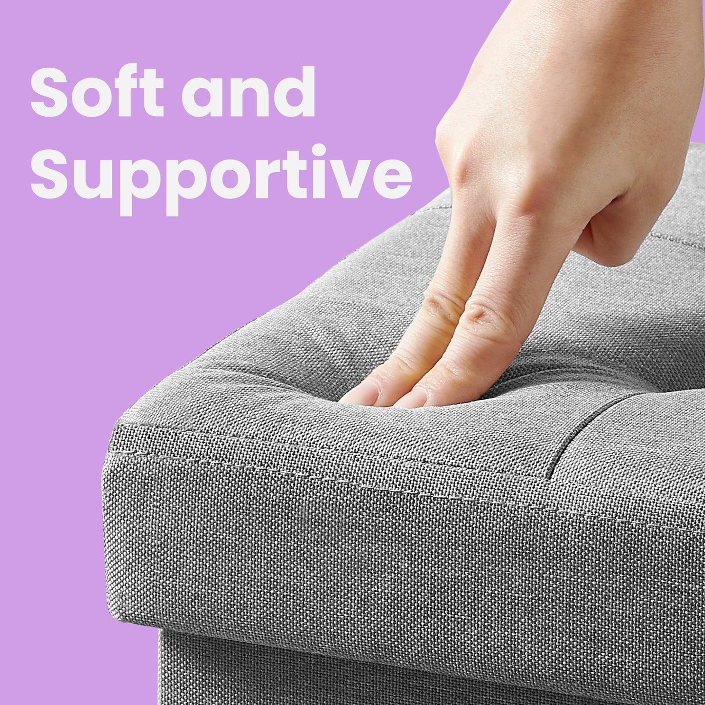 Foldable Storage Ottoman, 286lb Capacity Multi-Purpose Foot Rest Stool with 8 Gallon Storage, 16.1"W, Light Gray
