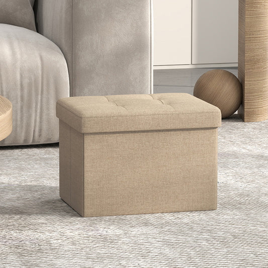 Foldable Storage Ottoman, 286lb Capacity Multi-Functional Footrest Stool with 8 Gallon Storage, 16.1"W, Light Taupe