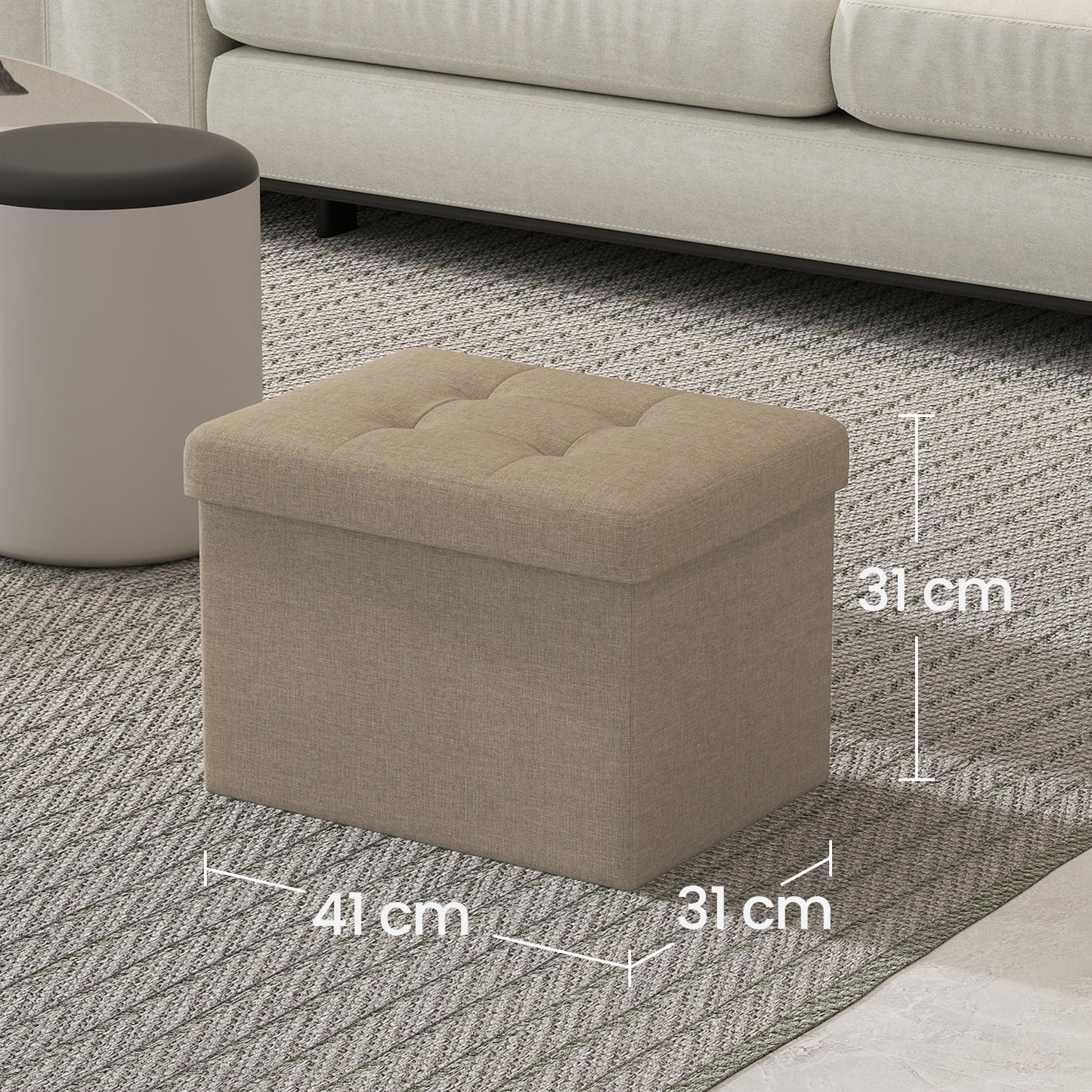 Foldable Storage Ottoman, 286lb Capacity Multi-Functional Footrest Stool with 8 Gallon Storage, 16.1"W, Light Taupe