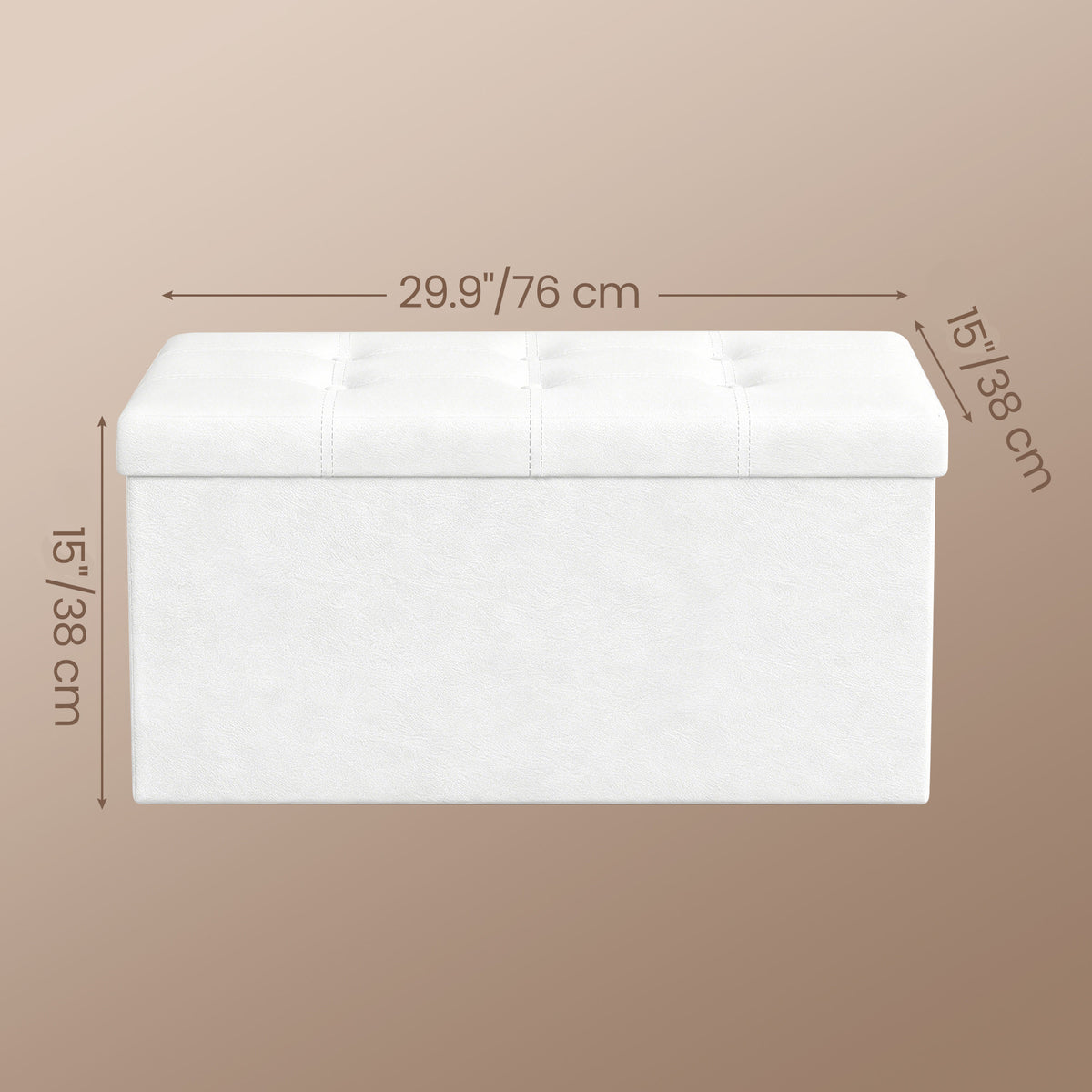 LEDREM Folding Storage Ottoman Bench with Footrest and Hidden Storage, PVC Leather,MDF,Sponge,Non-Woven Fabric, White and Black