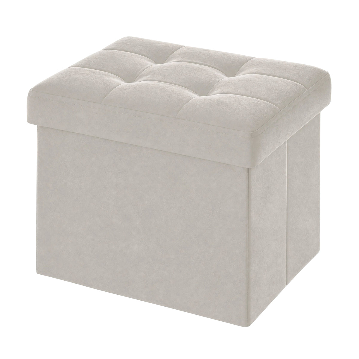 LEDREM Small Folding Storage Ottoman, Cube Foot Rest Stool, for Living Room, Dorm, White