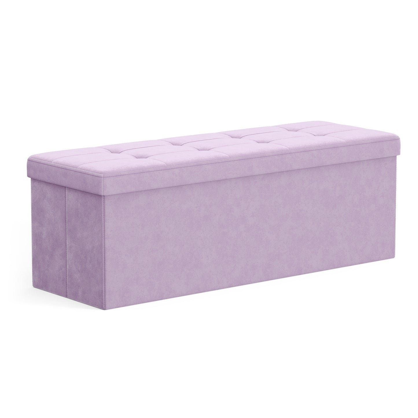 Storage Ottoman Bench, Foldable Foot Rest, End of Bed Bench with Storage Chest, 660 lb Capacity, for Living Room Bedroom, Light Lilac