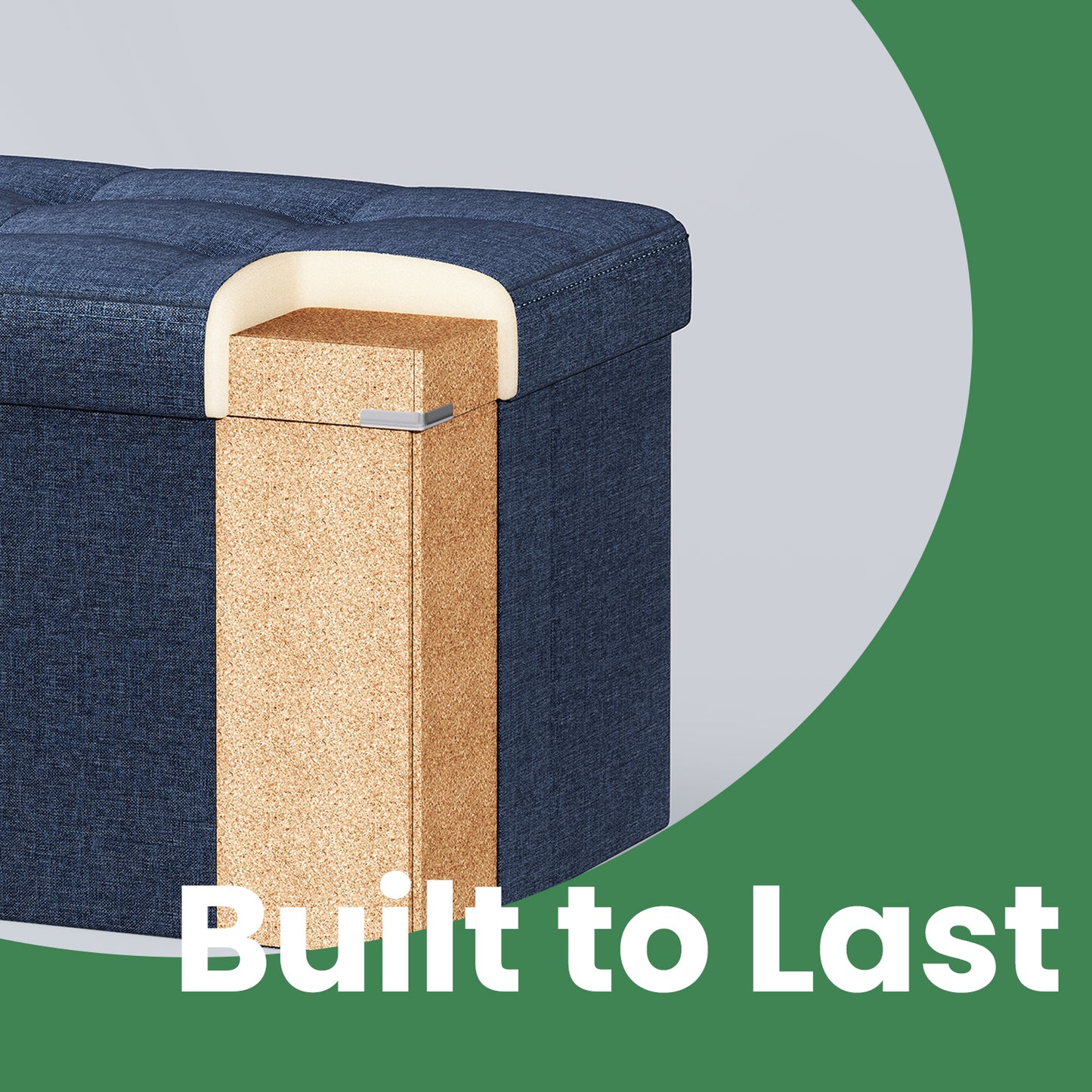 30" Foldable Storage Ottoman Bench with Removable Divider, 660lb Capacity, 3-in-1 Multi-Functional, Midnight Blue