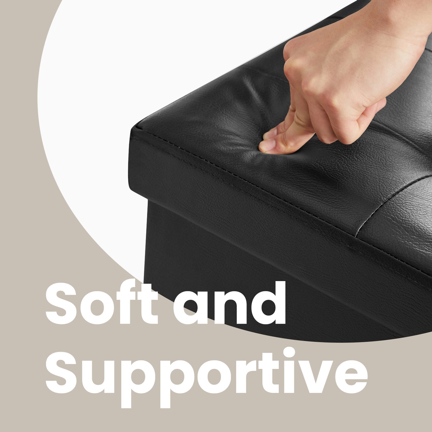 MAZIE Collection Storage Ottoman Bench, 43" Extra-Long, 660lb Capacity, Multi-Functional Footrest & Organizer, Synthetic Leather, Black