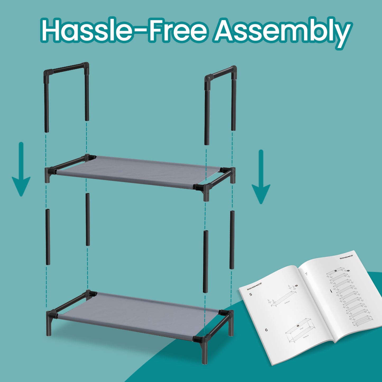 10-Tier Shoe Rack, Space-Saving Shoe Shelf Organizer, Sturdy Metal Frame & Non-Woven Fabric, Adjustable Shelves for Entryway, Bedroom, Living Room, Grey