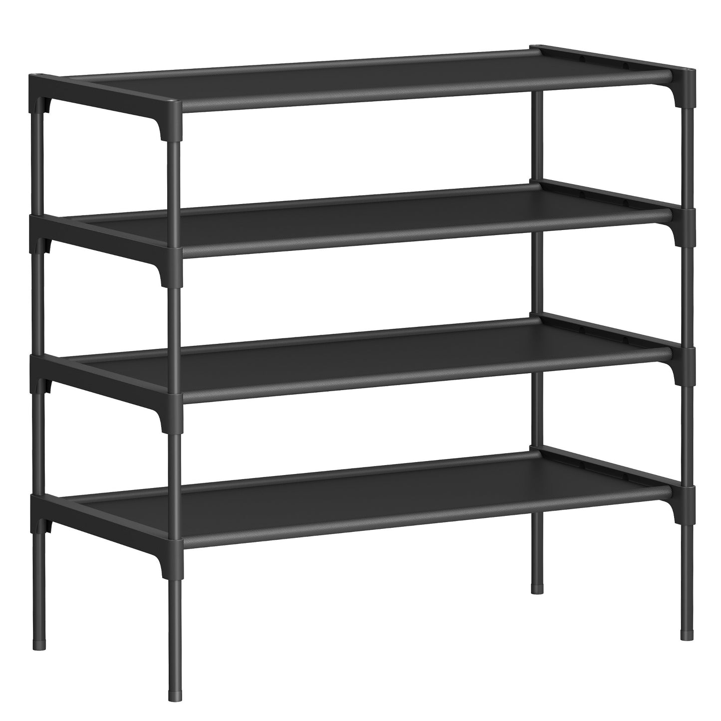 4-Tier Shoe Rack, Shoe Storage Organizer, Space-Saving Metal Frame with Non-Woven Shelves, for Entryway, Ink Black