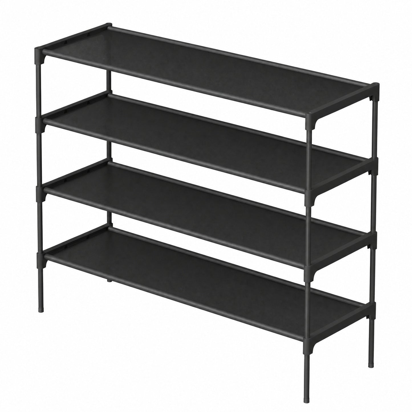 Shoe Rack, 4-Tier Shoe Organizer for Closet Holds Up to 40 Pairs Shoes, Shoe Shelf with Steel Frame and Non-Woven Fabric Shelves, Stackable, Black