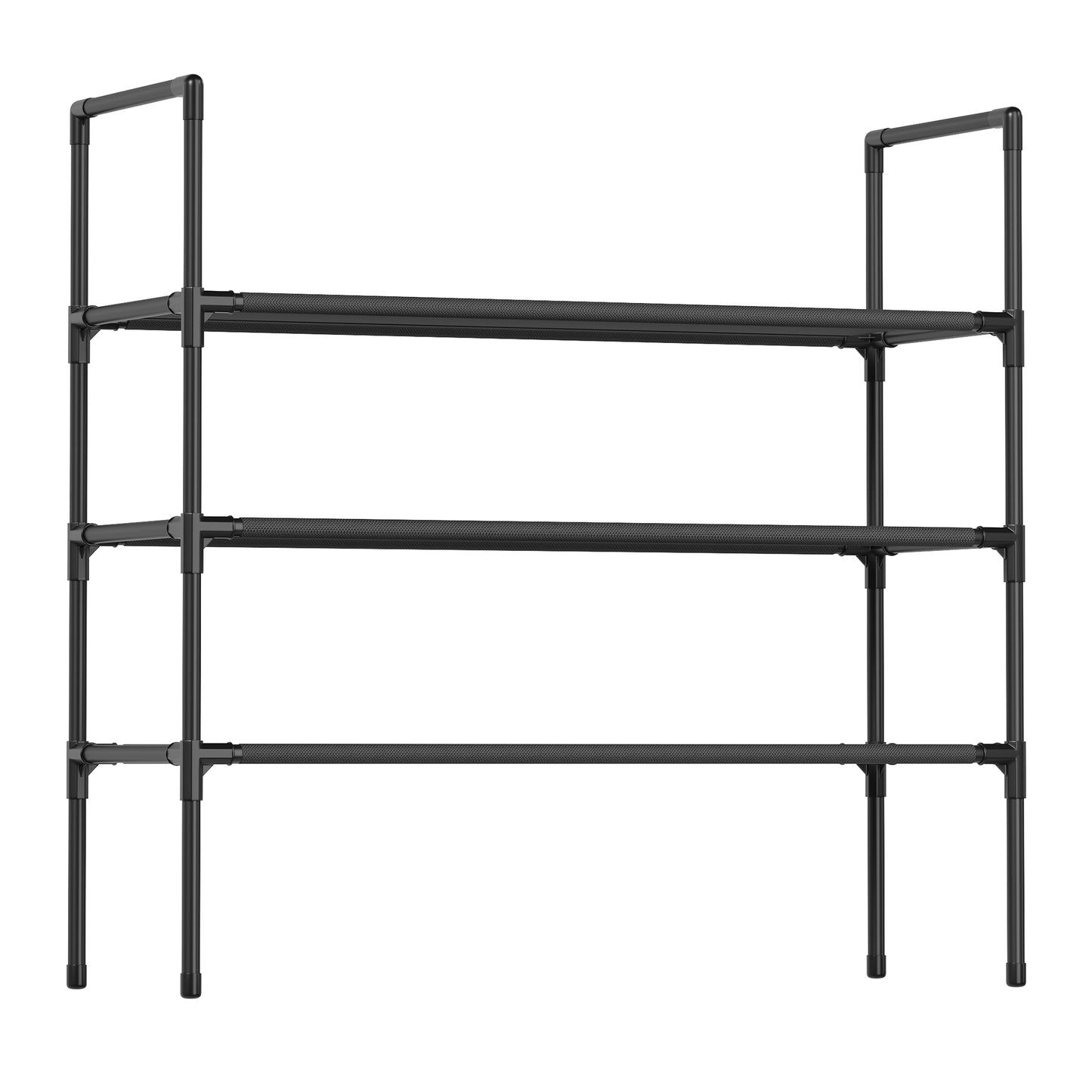 3-Tier Shoe Rack, Slim Space-Saving Shoe Storage for Hallway Closet, Metal Frame with Non-Woven Fabric Shelves, Ink Black
