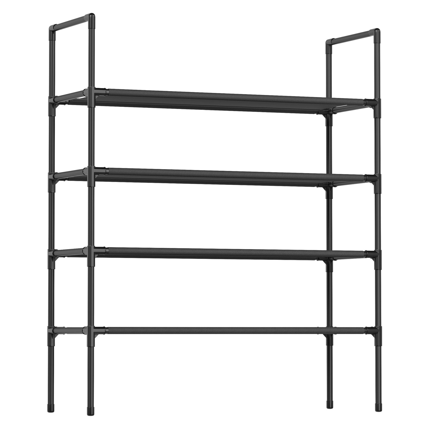 4-Tier Shoe Rack, Slim Space-Saving Shoe Storage for Hallway Closet, Metal Frame with Non-Woven Fabric Shelves, Ink Black