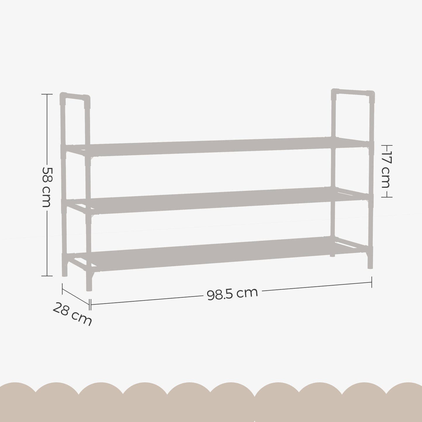 3-Tier Shoe Storage Rack for Hallway，Closet, Slim Space-Saving Design, Metal Frame & Non-Woven Shelves, Holds 12-15 Pairs, Easy Assembly, Black