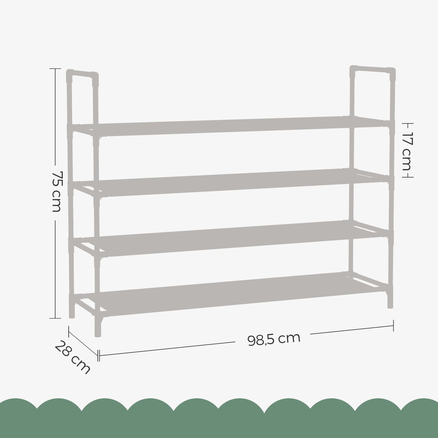 4-Tier Shoe Rack for Hallway & Closet – Slim Space-Saving Storage with Metal Frame & Non-Woven Shelves, Holds 16-20 Pairs, Black