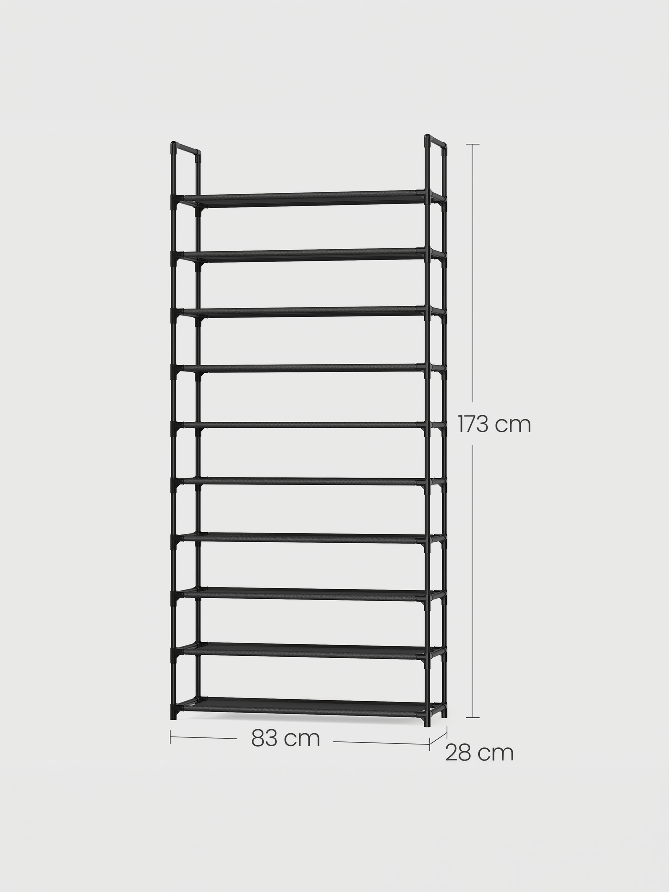 10-Tier Shoe Rack with Non-Woven Fabric Shelves, Adjustable Shoe Organizer for Entryway and Bedroom, 32.7 x 68 Inches, Black