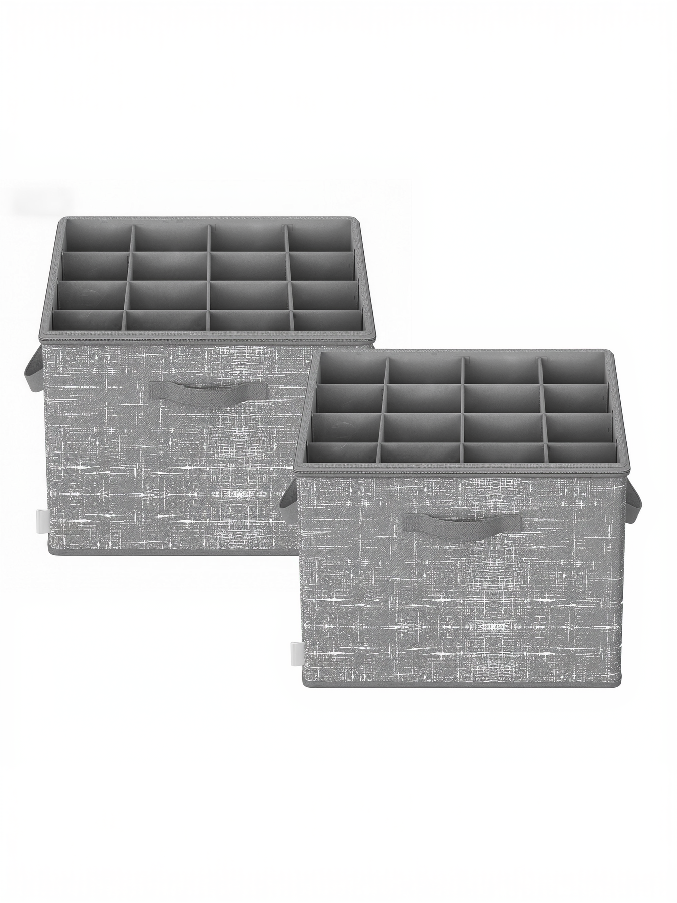 Set of 2 Shoe Storage Cubes with Transparent Lids, 16-Pair Each Fabric Organizer Box for Closet and Entryway, Cattail Gray