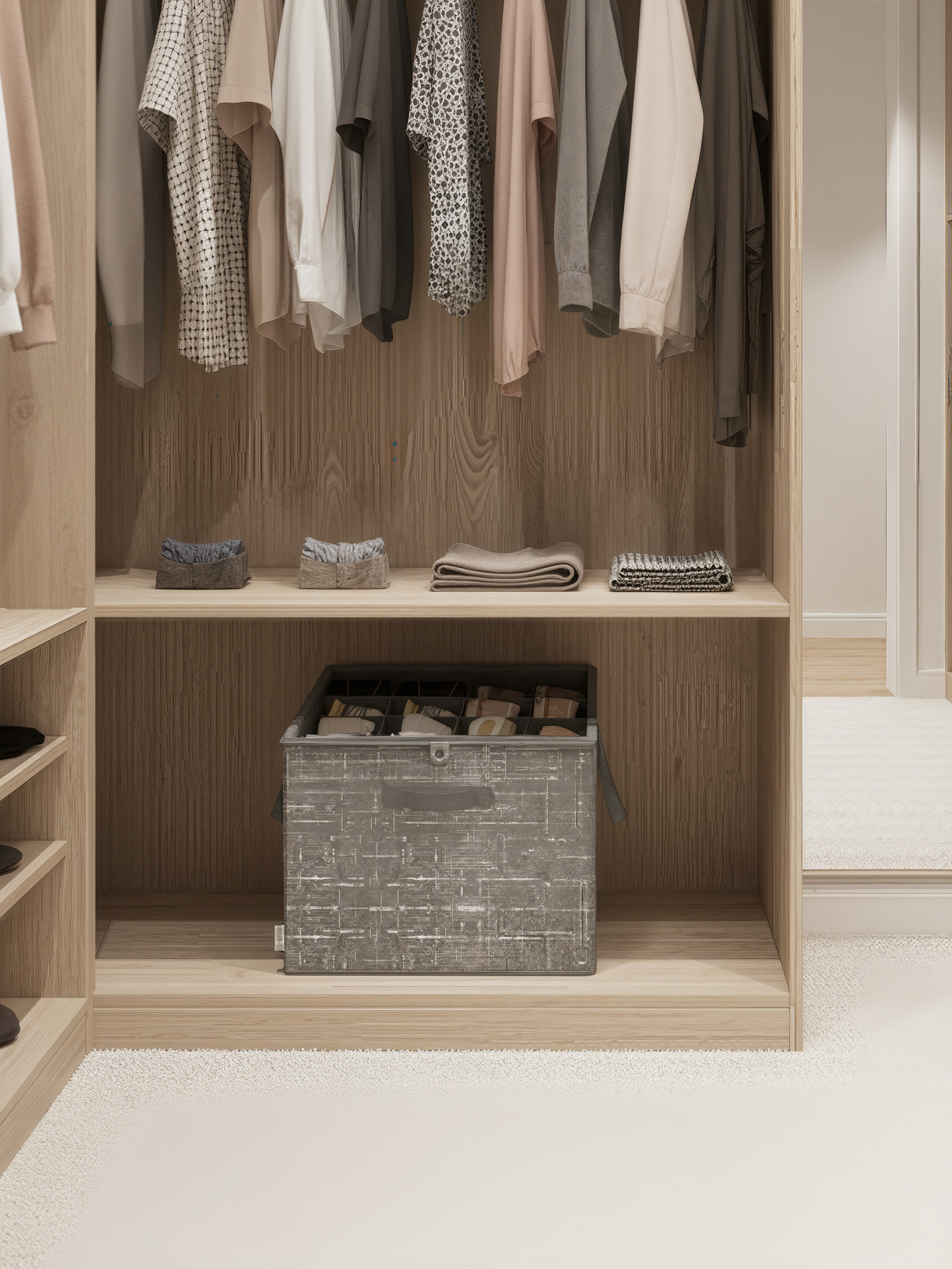 Set of 2 Shoe Storage Cubes with Transparent Lids, 16-Pair Each Fabric Organizer Box for Closet and Entryway, Cattail Gray