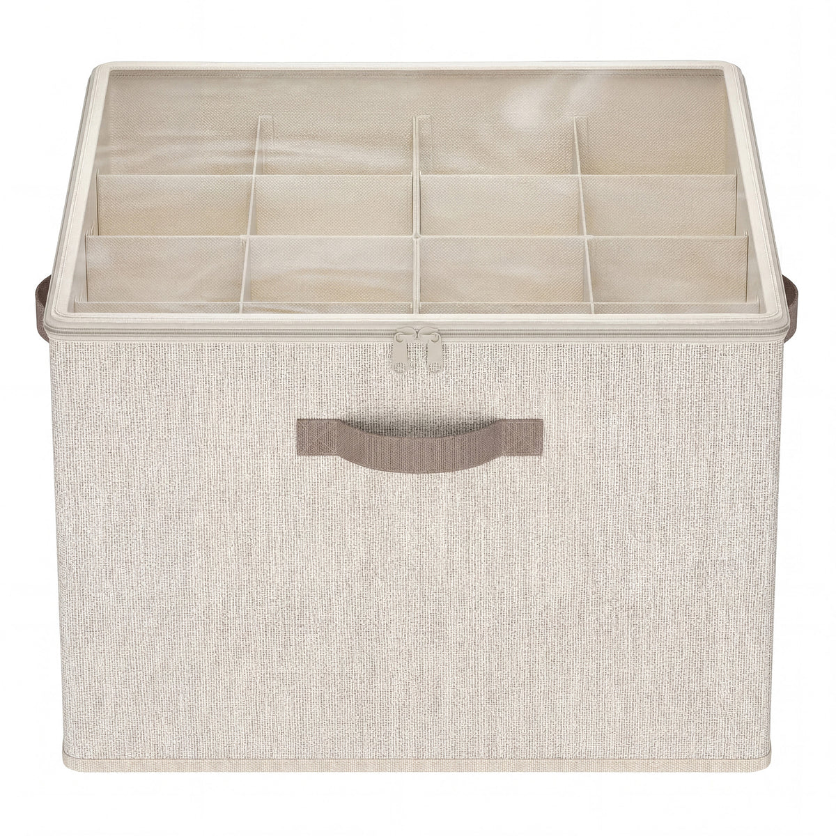LEDREM Shoe Organizer with Clear Lid, Stackable Storage Box, Adjustable, 43 x 43 x 32 cm, Cappuccino Beige
