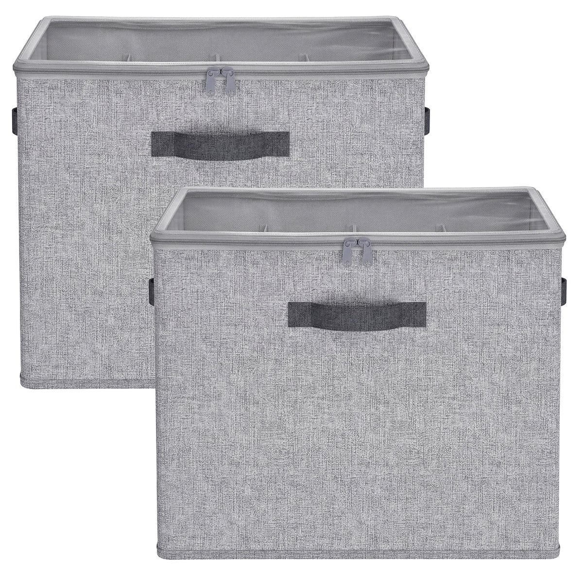 LEDREM Shoe Organizer with Clear Lid, Stackable Storage Box, Adjustable, 43 x 43 x 32 cm, Dove Gray