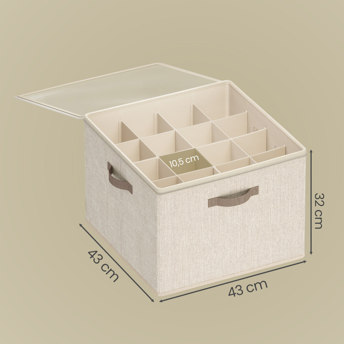 LEDREM Shoe Organizer Set of 2 with Adjustable Dividers, Stackable Storage Box, 16.9 x 16.9 x 12.6 Inches, Beige