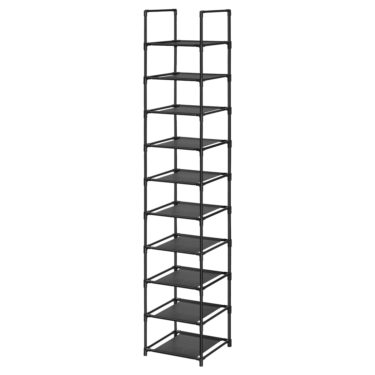 LEDREM Shoe Rack with 10 Shelves, Shoe Organizer, 13 x 13 x 68.1 in, Steel Frame, for Entryway, Black