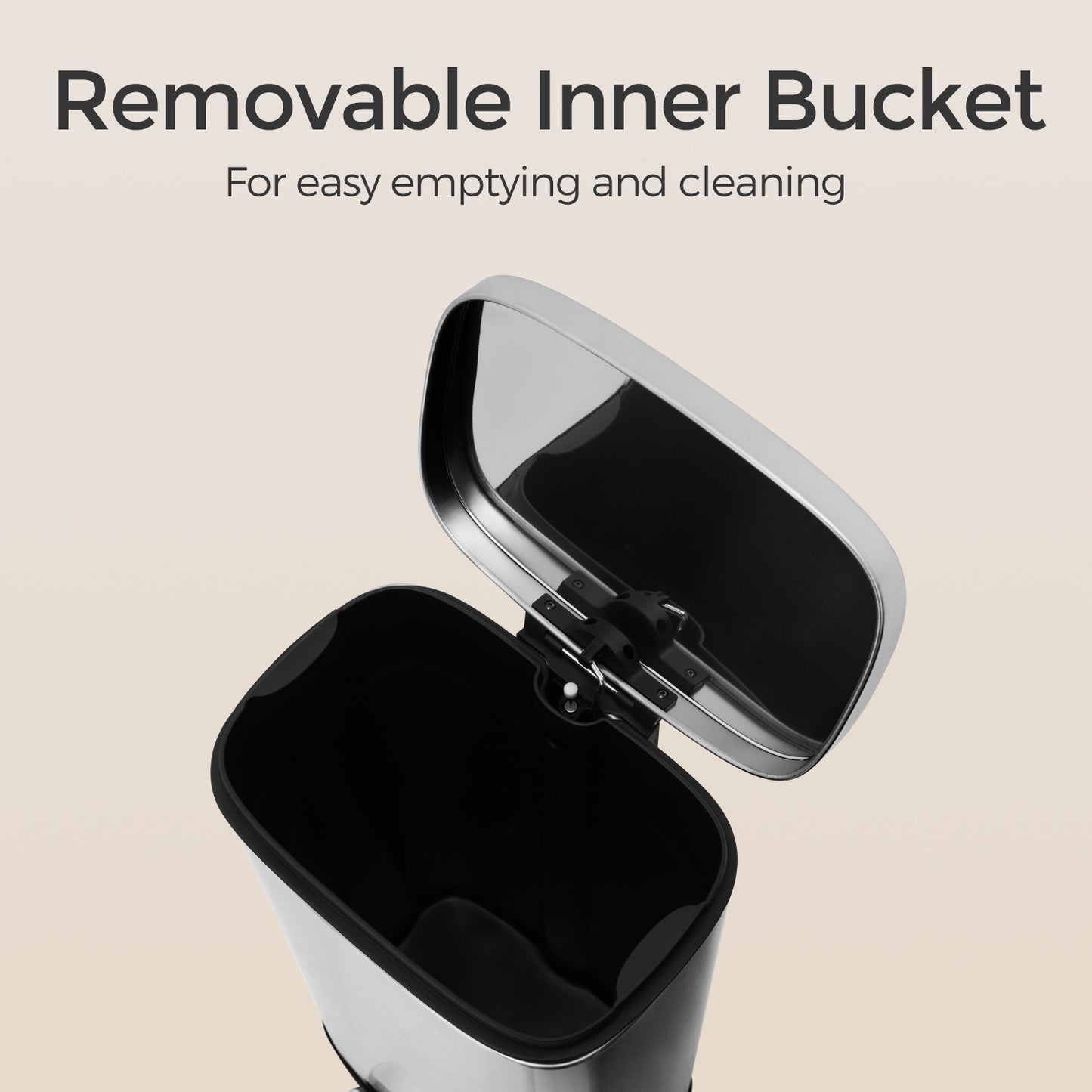 Stainless Steel 8 Gallon Step Trash Can, Soft-Close Lid with Inner Bucket, Compact Kitchen & Office Bin,Silver