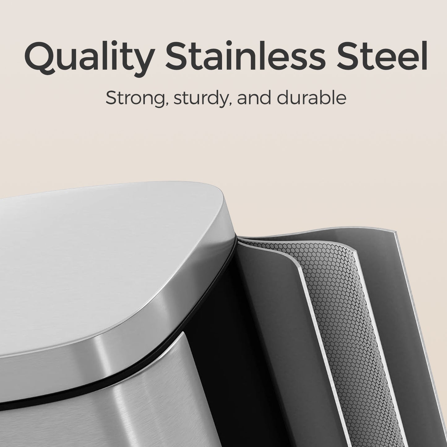Stainless Steel 8 Gallon Step Trash Can, Soft-Close Lid with Inner Bucket, Compact Kitchen & Office Bin,Silver