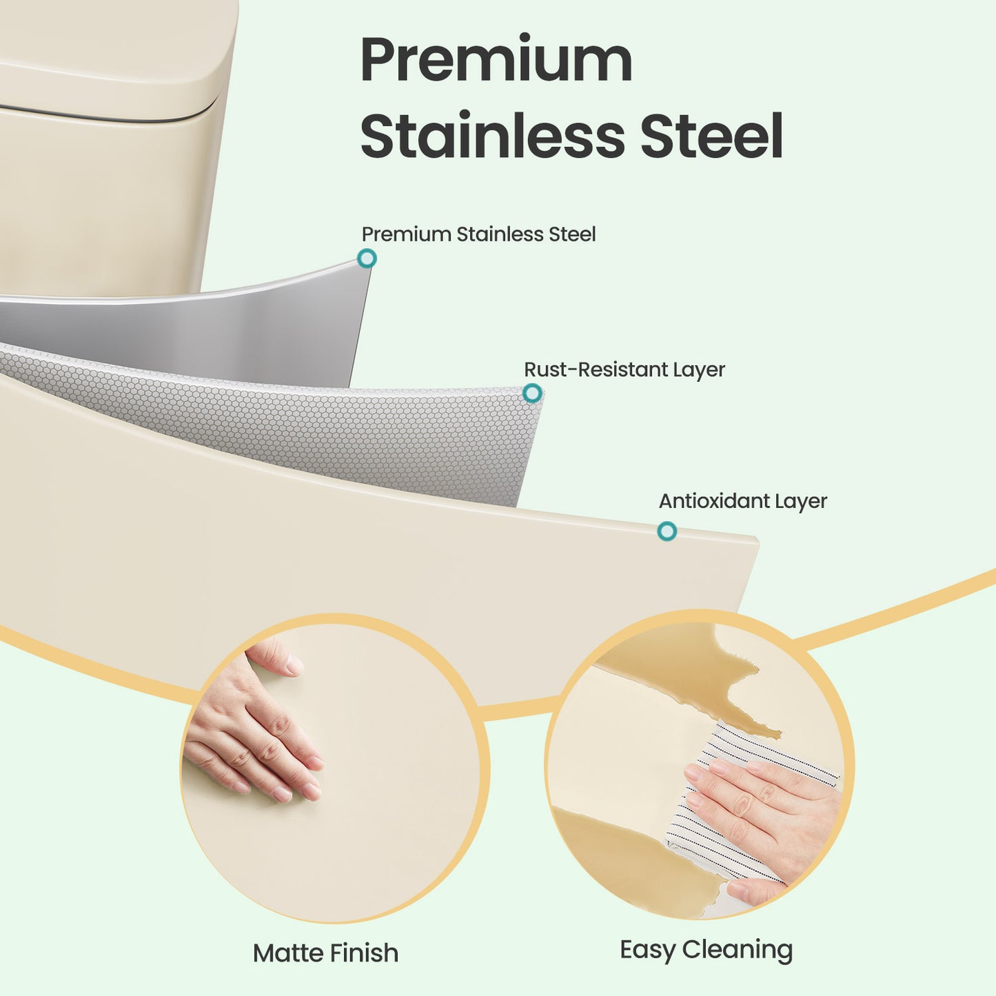 Stainless Steel 13 Gallon Step Trash Can, Soft-Close Lid with Odor Seal & Inner Bucket, Kitchen Recycling Bin,Sand Beige
