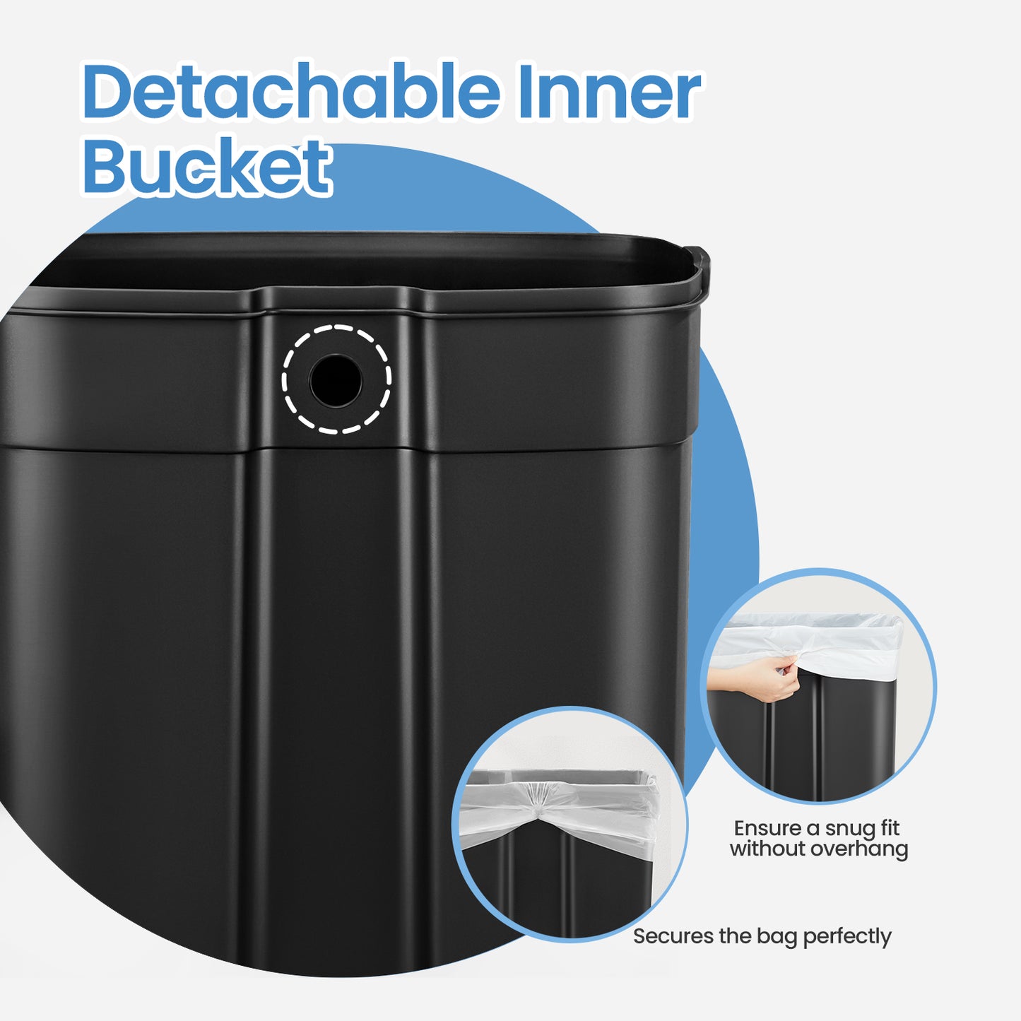 Stainless Steel 13 Gallon Step Trash Can, Soft-Close Lid with Odor Seal & Inner Bucket, Kitchen Recycling Bin,Silver