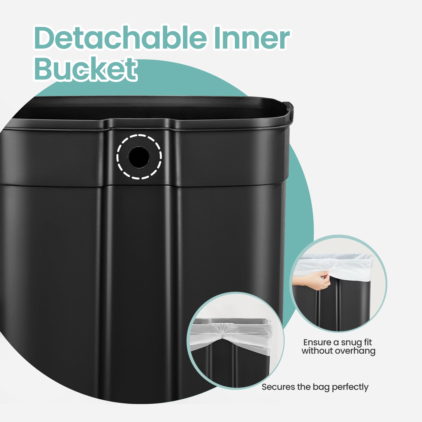 Stainless Steel 13 Gallon Step Trash Can, Soft-Close Lid with Odor Seal & Inner Bucket, Kitchen Recycling Bin,Midnight Blue