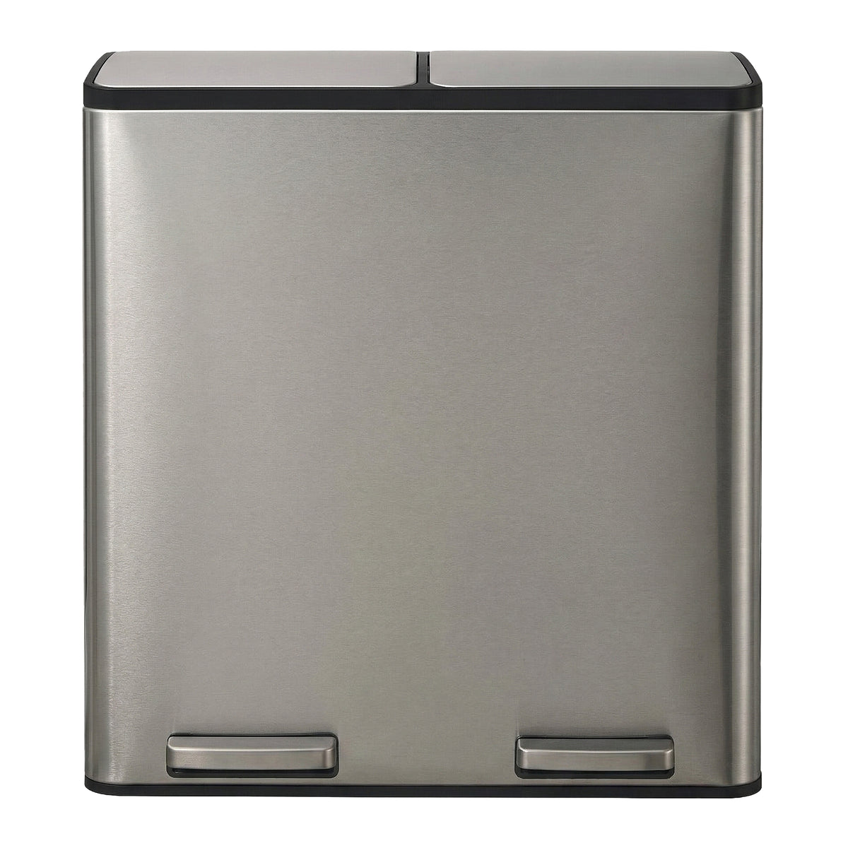 Trash Can, 60L Double Compartment Stainless Steel Step Garbage Can, 23.2 x 14.3 x 24.6 inches, Silver