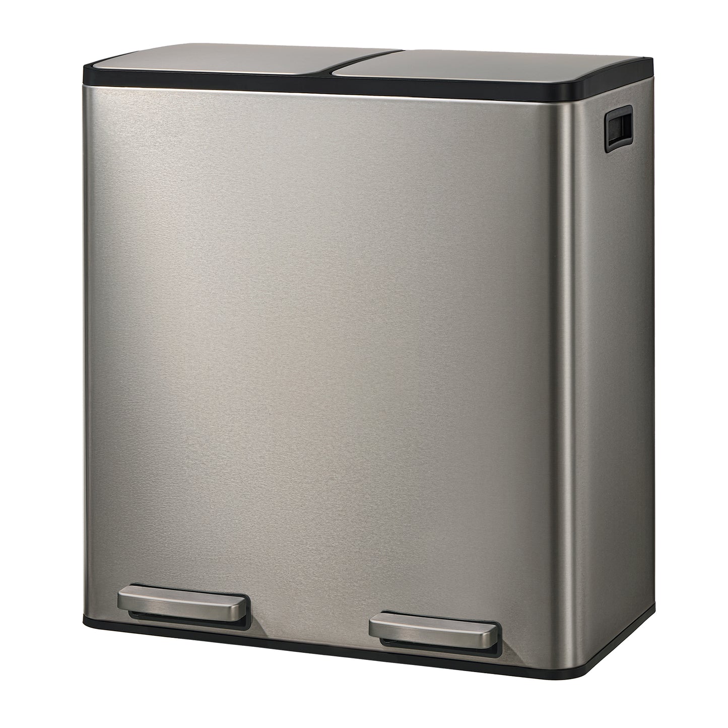 Trash Can, 60L Double Compartment Stainless Steel Step Garbage Can, 23.2 x 14.3 x 24.6 inches, Silver
