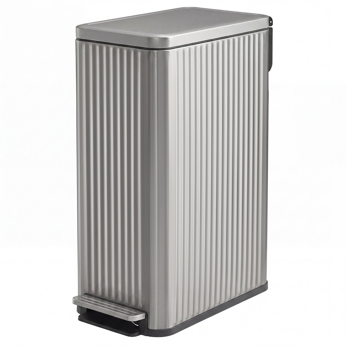 Stainless Steel Slim Trash Can with Soft-Close Lid and 15 Bags, 13 Gal., 10.4 x 18.7 x 24.6 inches, Silver