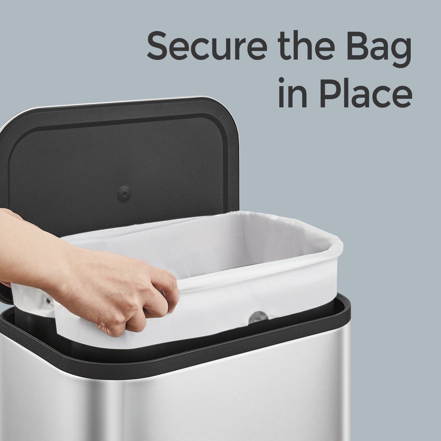 5.2-Gallon Step Trash Can, Soft-Close Stay-Open Lid, Inner Bucket, Non-Slip Pedal, Compact Stainless Steel Bin for Small Spaces