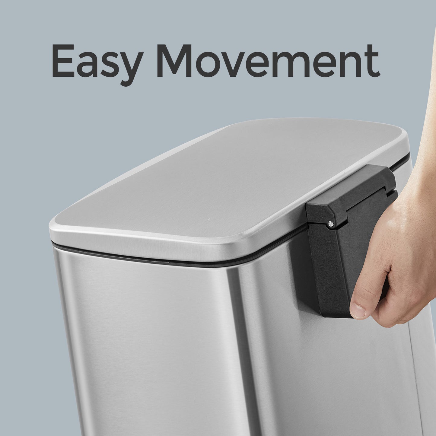 5.2-Gallon Step Kitchen Trash Can, Soft-Close Stay-Open Lid, Inner Bucket, Includes 15 Liners, Compact Stainless Steel Bin,Silver