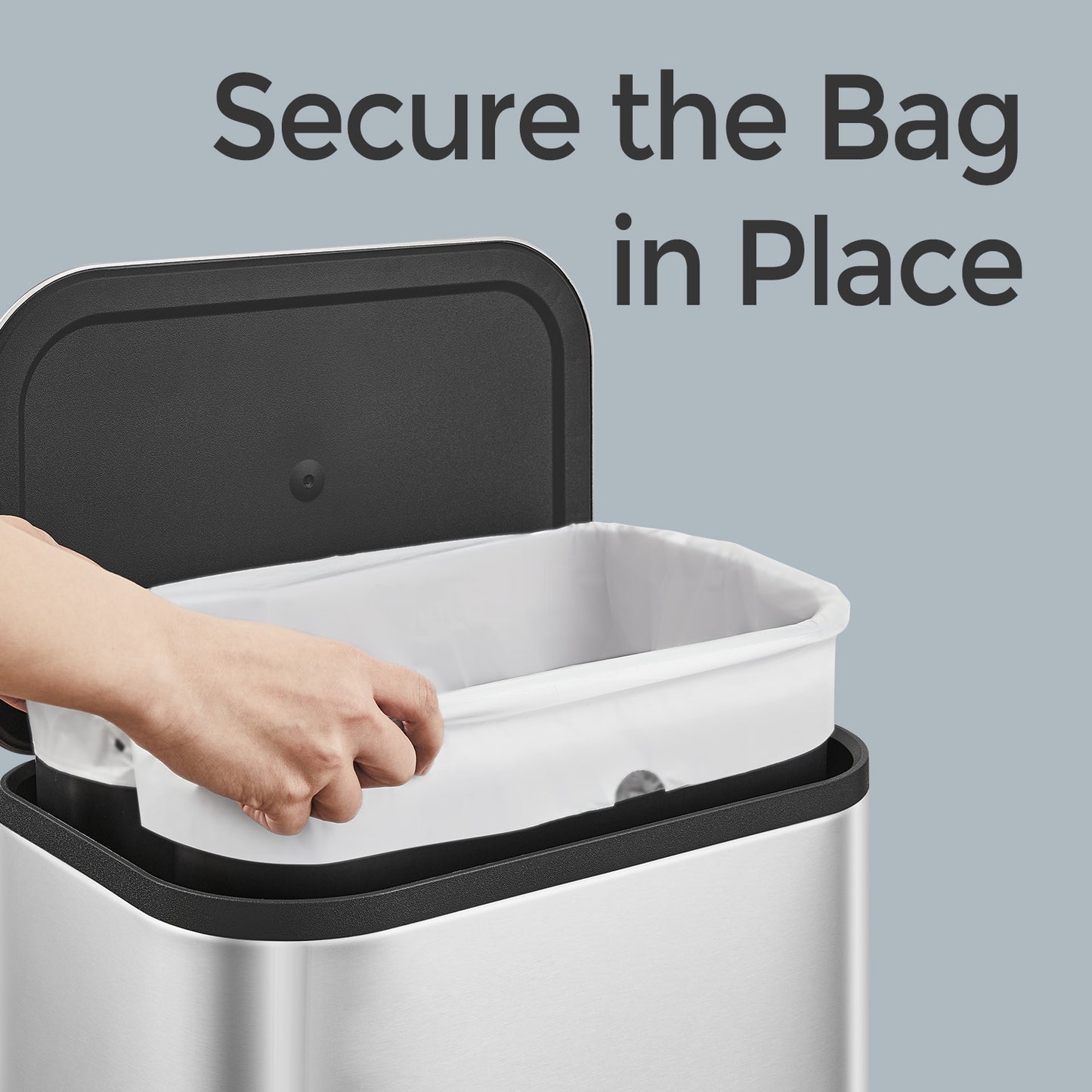 8-Gallon Step Trash Can, Soft-Close Stay-Open Lid, Inner Bucket, Non-Slip Pedal, Compact Stainless Steel Bin for Kitchen,Metallic Silver