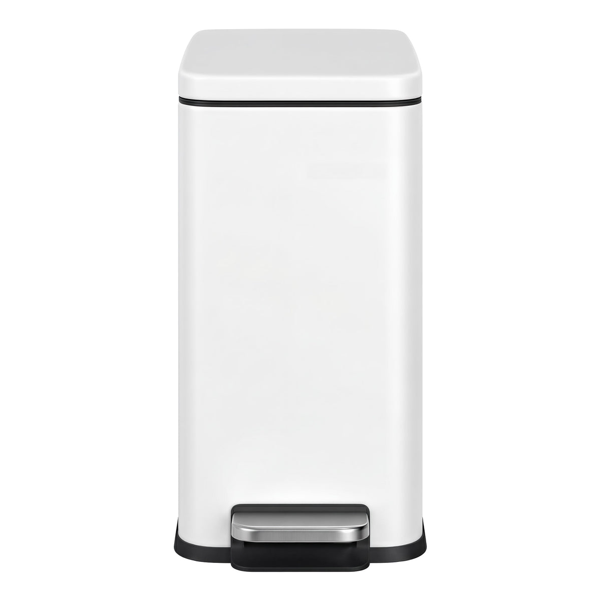 LEDREM Pedal Trash Can, Soft Close Bathroom Bin, Slim Steel Waste Bin for Small Spaces, with Lid, White