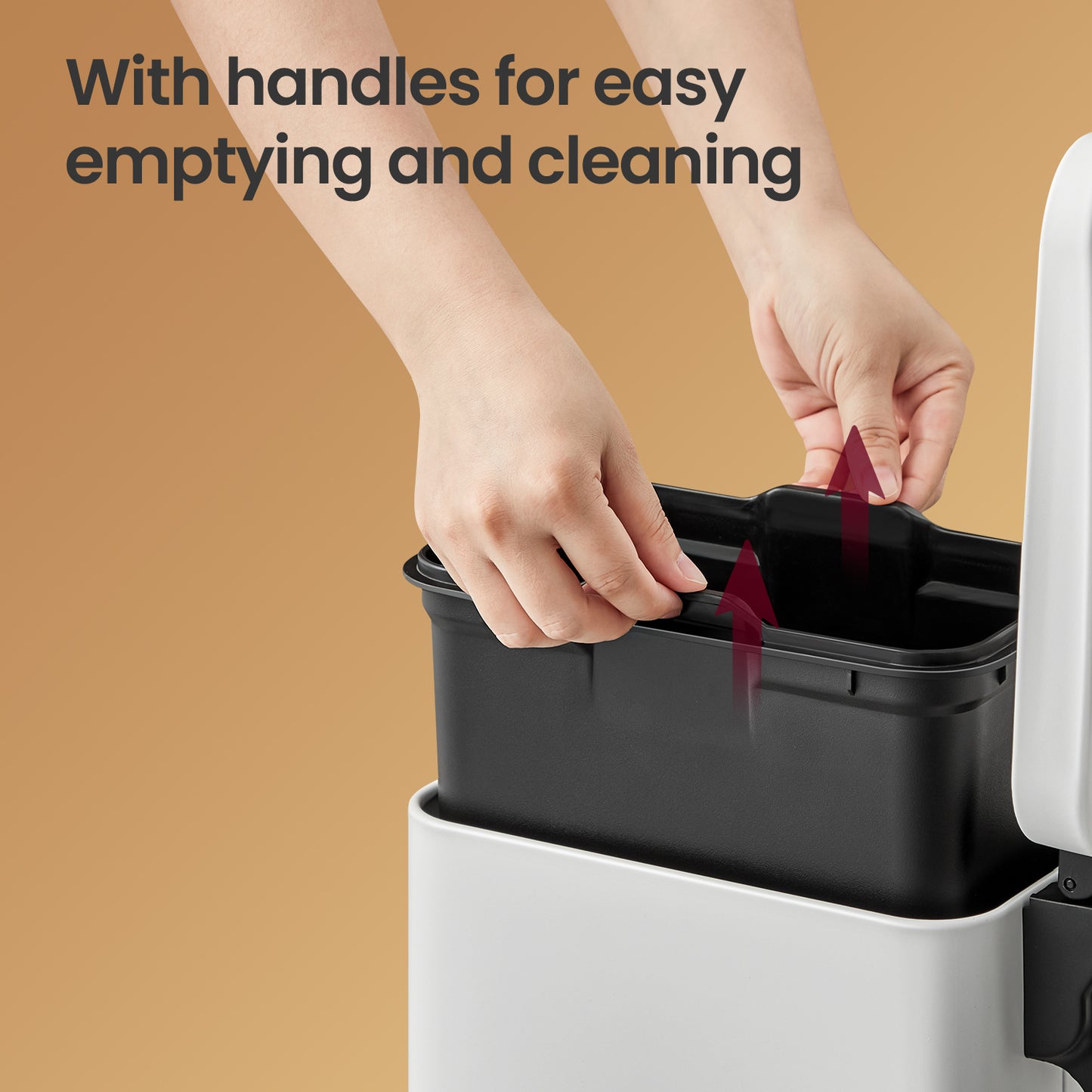 Small Bathroom Trash Can with Lid 2.6 Gallon, Soft-Close, Step Pedal, Slim Space-Saving Design, Removable Bucket, White