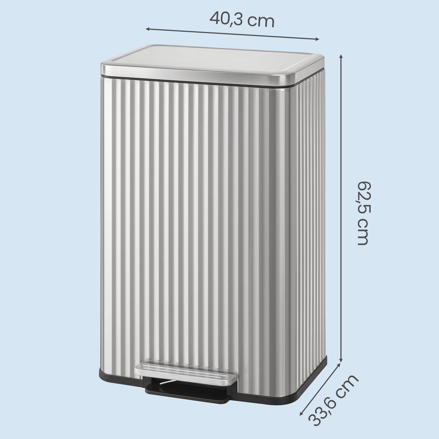 13 Gallon Trash Can for Kitchen, Stainless Steel Garbage Can with Lid, Pedal, Soft Close, Removable Inner Bucket, 15 Bags Included, Metallic Silver