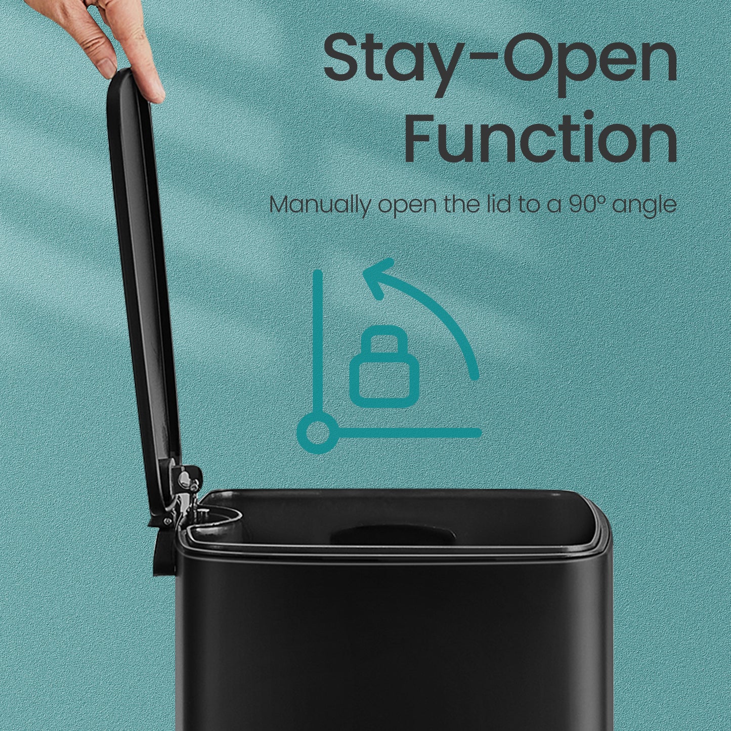 8-Gallon Kitchen Trash Can with Soft-Close Lid, Compact Stainless Steel Bin, Inner Bucket & Non-Slip Base,Ink Black