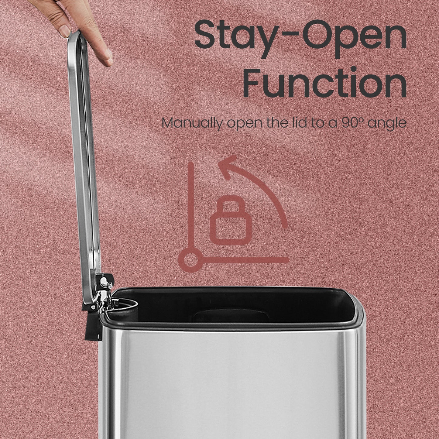 8-Gallon Kitchen Trash Can with Soft-Close Lid, Compact Stainless Steel Bin, Inner Bucket & Non-Slip Base,Metallic Silver