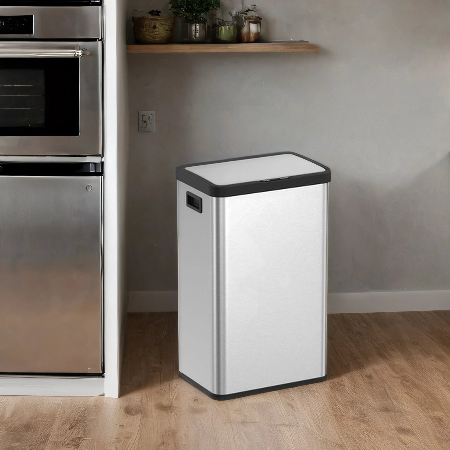 Motion Sensor Trash Can, 18 Gallon Automatic Kitchen Bin with Stay-Open Lid & Bag Retainer, Includes 15 Liners – Stainless Steel,Metallic Silver