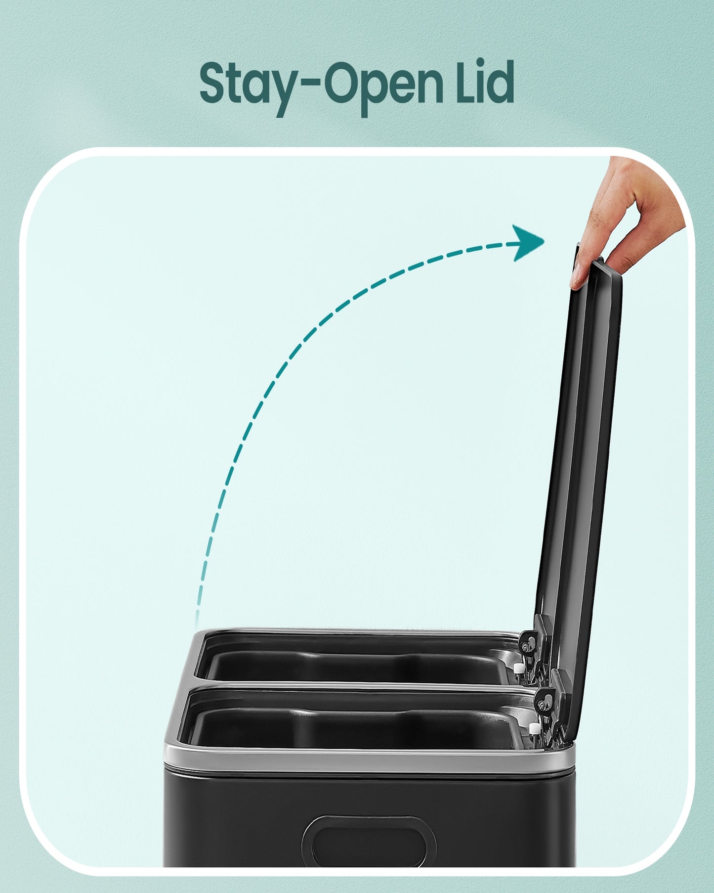 Dual Compartment Step Trash Can, 2 x 10.6-Gallon Kitchen Garbage Bin with Pedal, Inner Buckets, Hinged Lids and Trash Bags Included, Black
