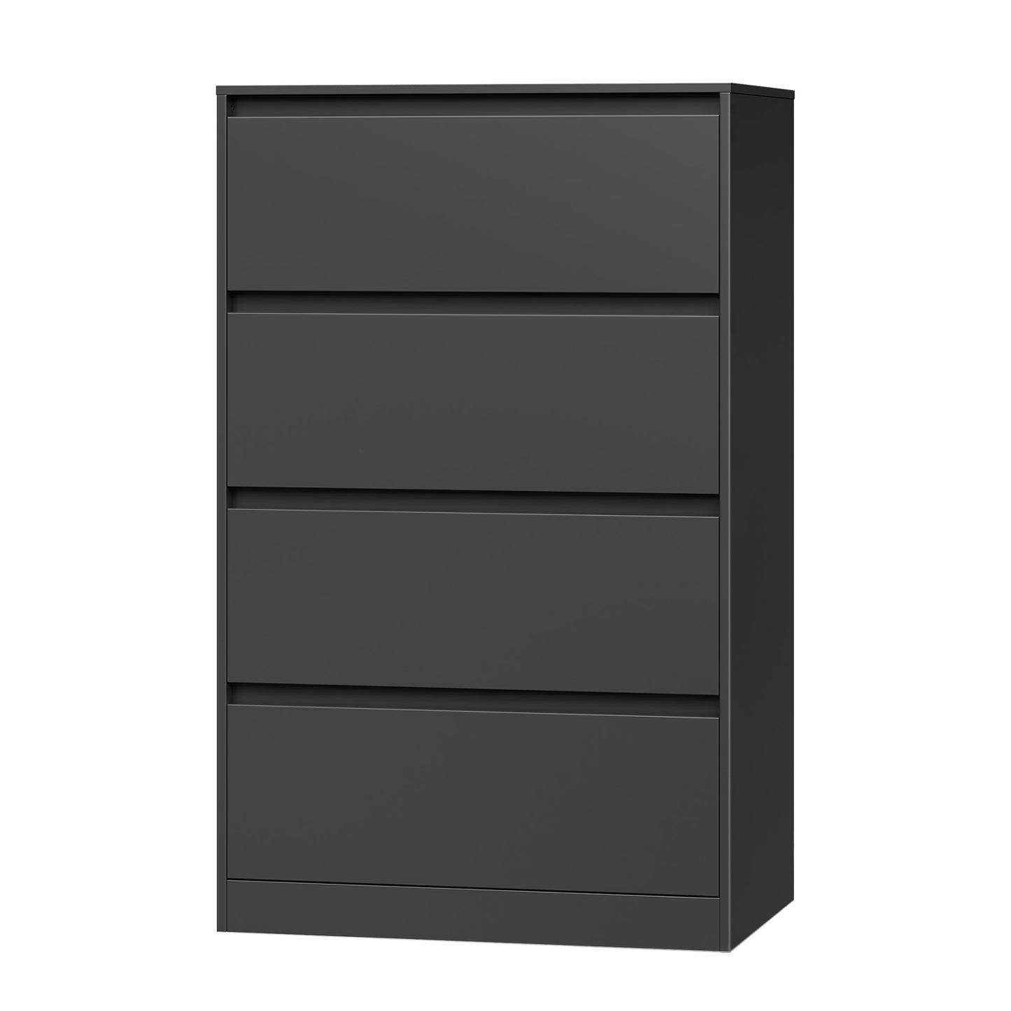 Modern 4-Drawer Dresser for Bedroom, Vertical Storage Tower Unit for Closet Living Room Entryway, Minimalist, Ebony Black