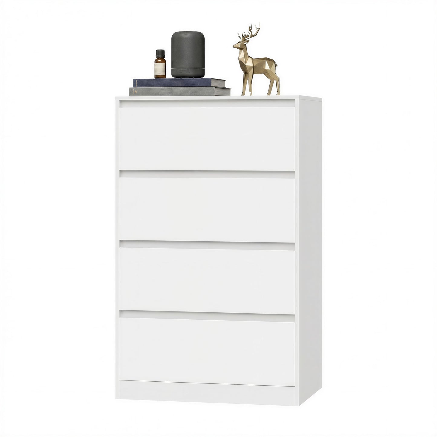 Modern 4-Drawer Dresser for Bedroom, Vertical Storage Tower Unit for Closet Living Room Entryway, Minimalist, White