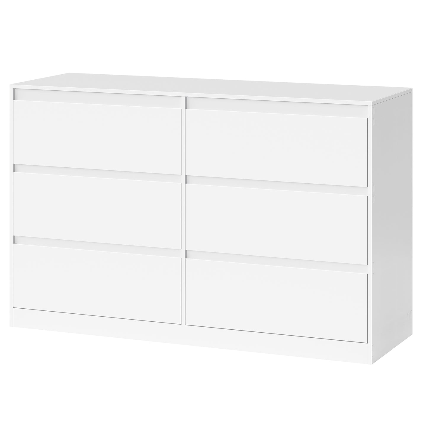 6-Drawer Dresser, Handleless Narrow Clothes Storage Cabinet, 47 x 15.7 x 29.5 Inches, White