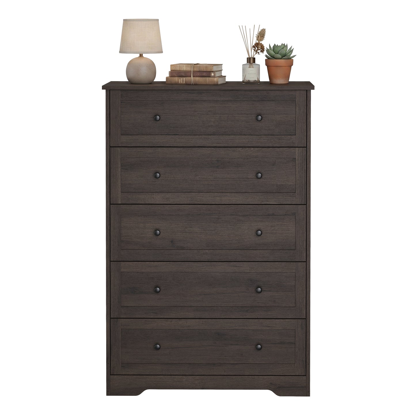 5-Drawer Dresser, Farmhouse Chest of Drawers for Bedroom, 31.5 x 15.7 x 47.4 inches, Taupe Brown