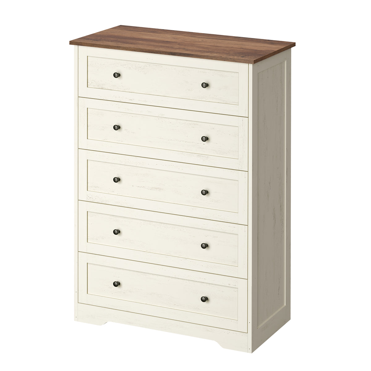 5-Drawer Dresser, Farmhouse Chest of Drawers for Bedroom, 31.5 x 15.7 x 47.4 inches, White
